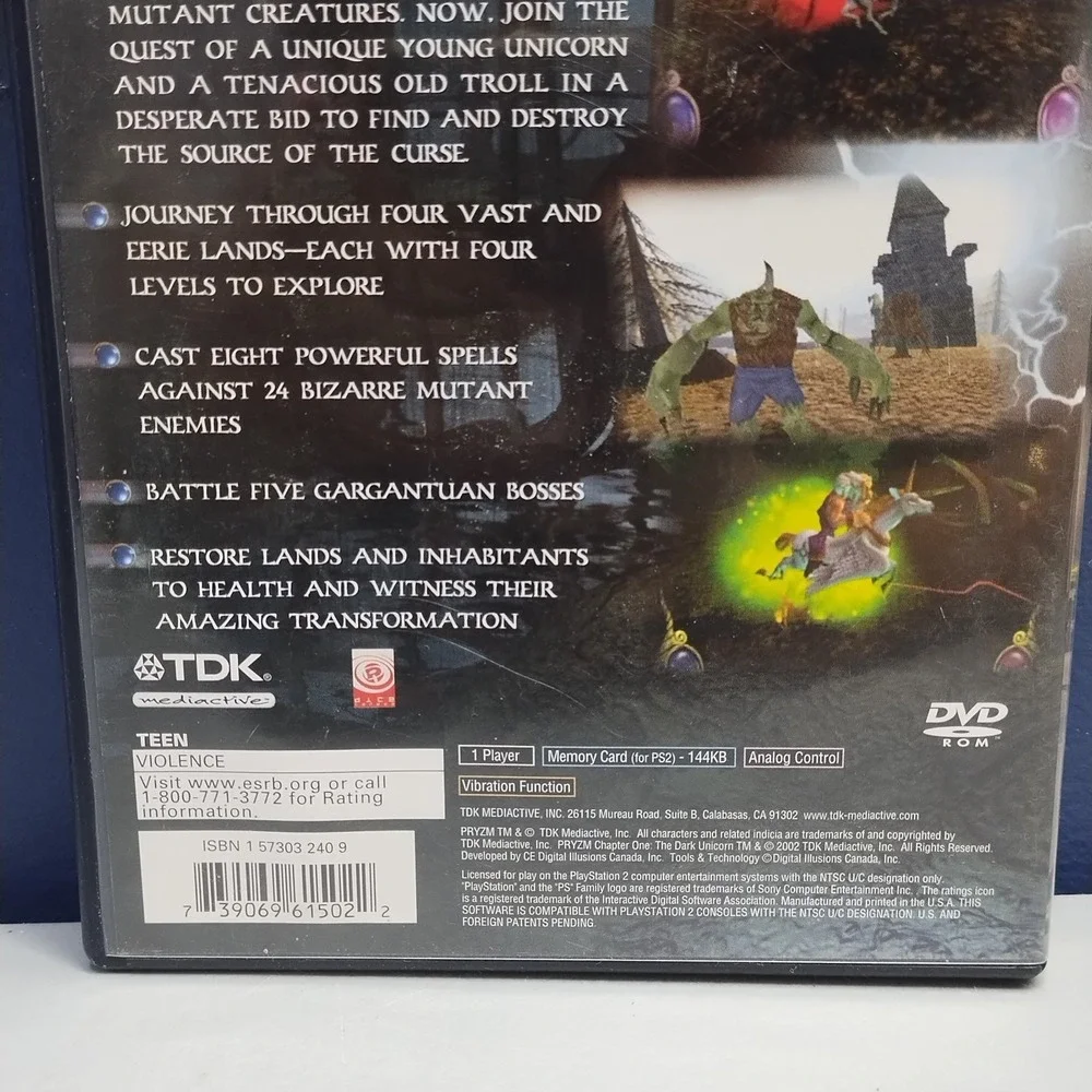 Pryzm: Chapter One - The Dark Unicorn (Sony PlayStation 2, 2002) Action Game